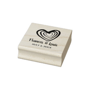 Fun Hearts Wedding Monogram Rubber Stamp