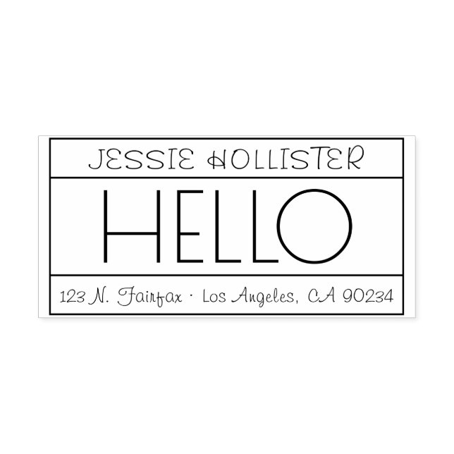 Fun "Hello" Return Address Label Self-inking Stamp (Design)