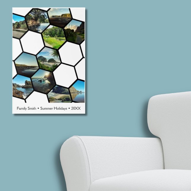 Fun Hexagon-Shaped Custom Family Vacation Collage Poster (Fun Hexagon-Shaped Custom Family Vacation Collage Poster)