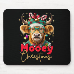 Fun Highland Cow Mooey Christmas Scottish Family G Mouse Pad