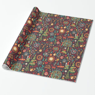 Fun hippie colourful holiday Christmas wrapping  Paper