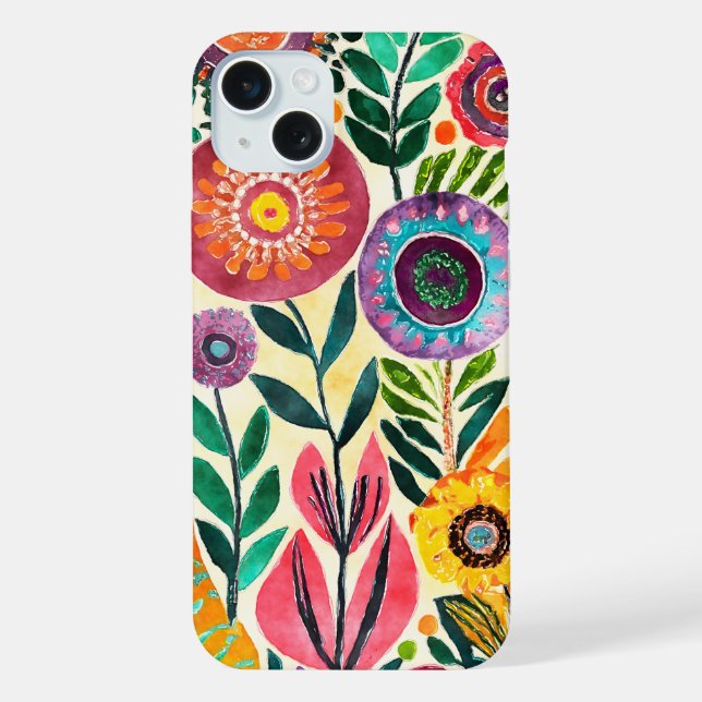 Fun Hippie Flower Patterned iPhone Case (Back)