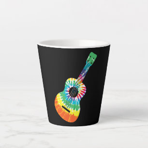 Fun Hippie Rainbow Tie Dye Acoustic Guitar Premium Latte Mug