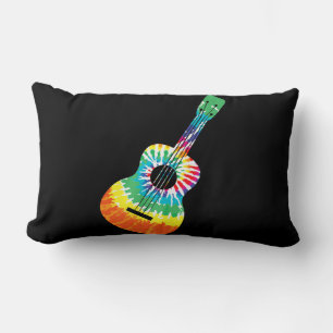 Fun Hippie Rainbow Tie Dye Acoustic Guitar Premium Lumbar Cushion