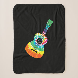 Fun Hippie Rainbow Tie Dye Acoustic Guitar Premium Sherpa Blanket