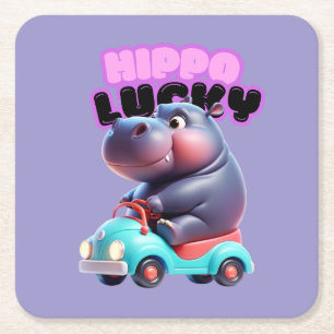 Fun Hippo Paper Coaster