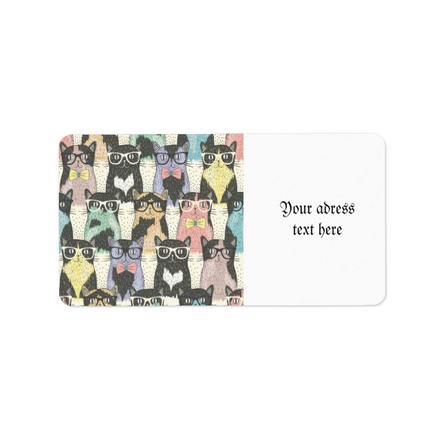 Fun,hipster,cat,pattern,trendy,cute,girly,modern, Label (Front)