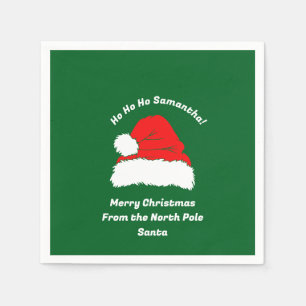 Fun Ho ho ho Santa Hat Merry Christmas Napkin