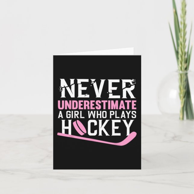 Fun Hockey Art For Girls Women Field Hockey Player Card (Front)