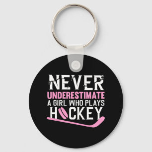 Fun Hockey Art For Girls Women Field Hockey Player Key Ring