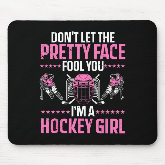 Fun Hockey Art For Women Girls Hockey Player Sport Mouse Pad (Front)