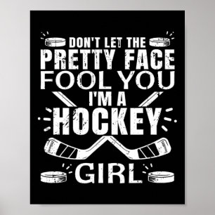 Fun Hockey Art For Women Girls Hockey Player Sport Poster