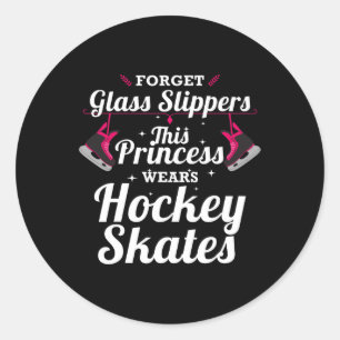 Fun Hockey Design For Girls Women Ice Hockey Playe Classic Round Sticker