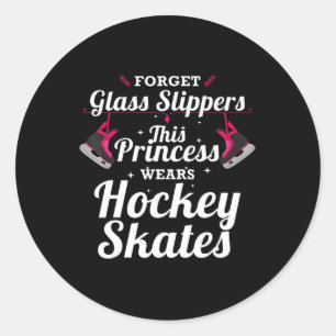Fun Hockey Design For Girls Women Ice Hockey Playe Classic Round Sticker
