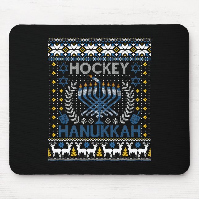 Fun Hockey Menorah Hanukkah Jewish Festival Holida Mouse Pad (Front)