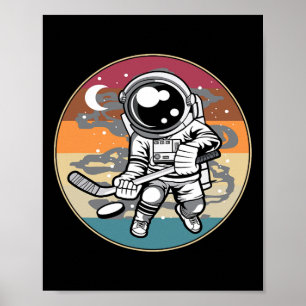Fun Hockey Player Cosmonaut Boys Kids Gift Astrona Poster