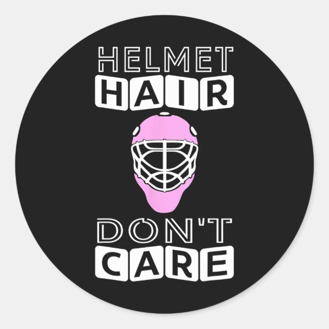 Fun Hockey  Women Pink Helmet Goalie Mask Gift Tee Classic Round Sticker (Front)