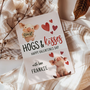 Fun Hogs & Kisses   Valentines Day Holiday Card