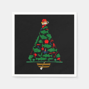 Fun Holiday Fisherman's Fishing Christmas Tree Napkin