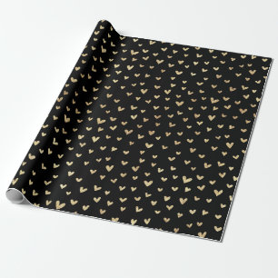 Fun Holiday Gold Love Hearts Wrapping Paper