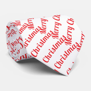 Fun Holiday Merry Christmas Red and White Tie