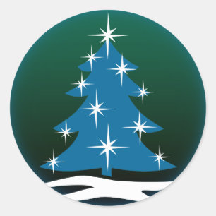 Fun Holiday Stickers Blue Christmas Tree  Stickers