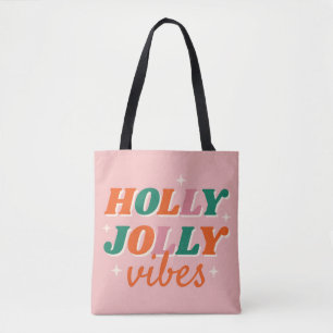 Fun Holly Jolly Vibes Christmas Design Tote Bag