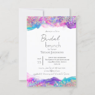 Fun Holographic Ink Glitter Bridal Brunch Invitation