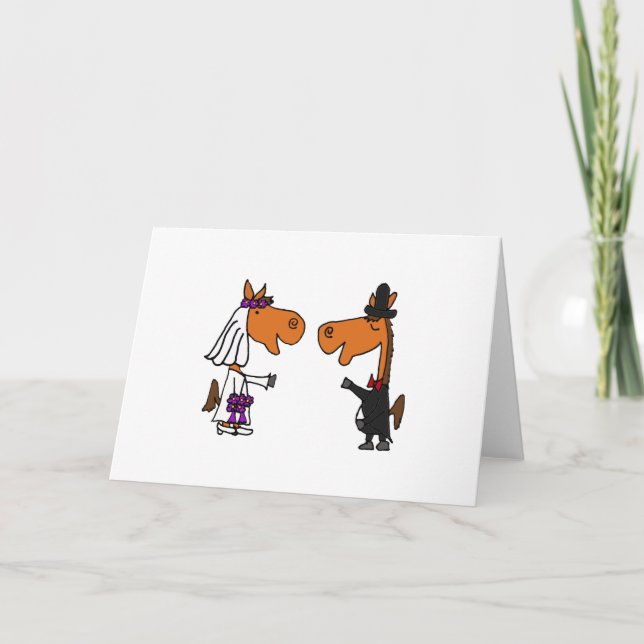 Fun Horse Bride and Groom Wedding Design Card (Front)