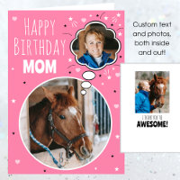 Fun Horse Mum Birthday Thought Bubble Photo Pink