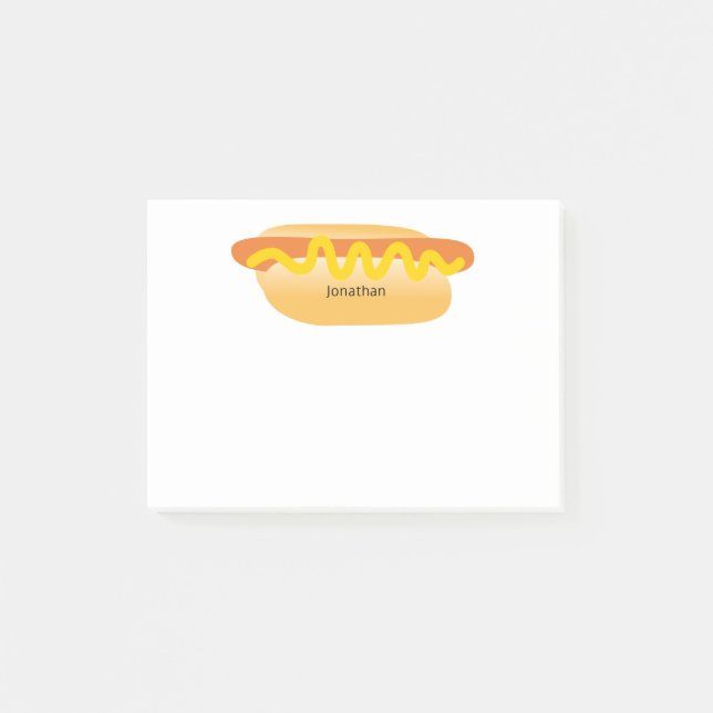 Fun Hot Dog Custom Name Post-it Notes (Front)