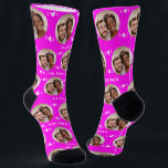 Fun Hot Pink Newlyweds Photo Pattern Socks<br><div class="desc">These fun hot pink newlyweds photo pattern wedding dress or casual socks feature the couple's photo and white hearts in an offset pattern and their names and wedding date! These are perfect for the groom as he walks down the aisle, as a gift for the bride, as a bridal party...</div>