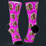 Fun Hot Pink Newlyweds Photo Pattern Socks<br><div class="desc">These fun hot pink newlyweds photo pattern wedding dress or casual socks feature the couple's photo and white hearts in an offset pattern and their names and wedding date! These are perfect for the groom as he walks down the aisle, as a gift for the bride, as a bridal party...</div>