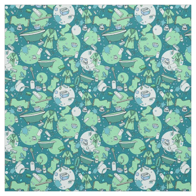 Fun Hot Tub Blue Pattern Fabric (Swatch)