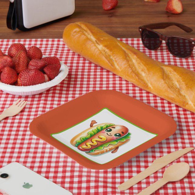 Fun hotdog lovers party paper plates (Picnic)