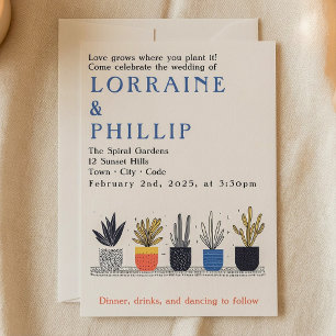 Fun house plant lover wedding invitation
