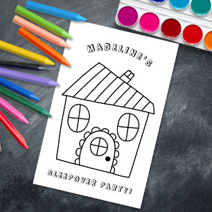 Fun House Sleepover Party Colouring Page 1