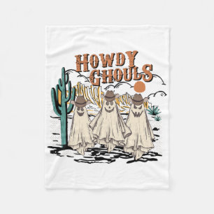 Fun Howdy Ghouls Western Halloween Fall Ghosts Wom Fleece Blanket