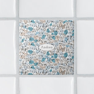 Fun humour blue mum ceramic tile