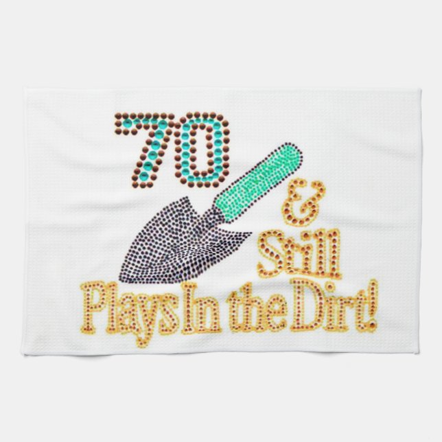 Fun Humour Gardening 70th Birthday Gift for HER HI Tea Towel (Horizontal)