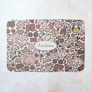 Fun humour neutral breast pattern bath mat