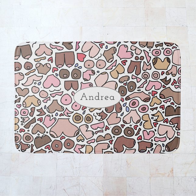 Fun humour neutral breast pattern bath mat (Creator Uploaded)