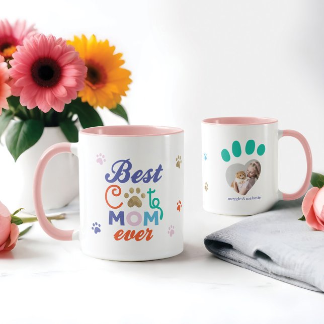 Fun Humourous Best Cat Mum Ever Personalised Photo Mug (Fun Humorous Best Cat Mom Ever Personalized Photo Mug)
