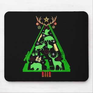 Fun Hunting Deer And Elk Hunter Christmas Tree Hun Mouse Pad