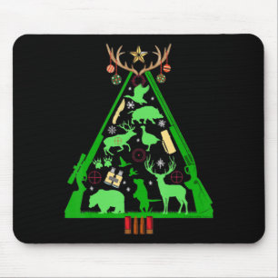 Fun Hunting Deer and Elk Hunter Christmas Tree Hun Mouse Pad