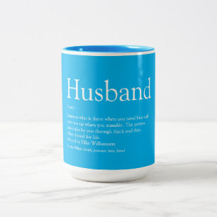 Fun Husband Definition Quote Cool Blue Two-Tone Coffee Mug