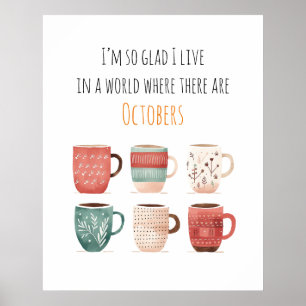 Fun Hygge Hot Chocolate Mugs Kitchen Poster