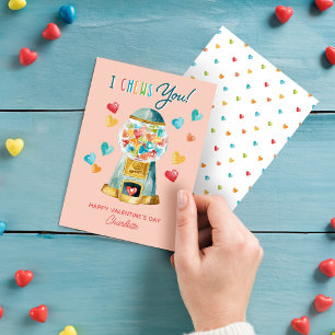 Fun I Chews You Heart Gum Ball Machine Valentine's Holiday Card