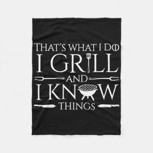 Fun I Grill And Know Things Meat Lover Rbecue Dad  Fleece Blanket