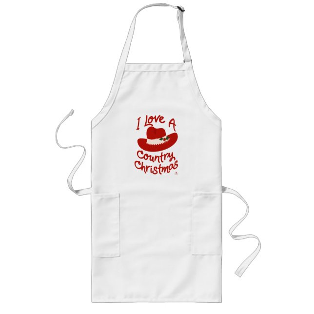 Fun I Love A Country Christmas Cowboy Cute Long Apron (Front)